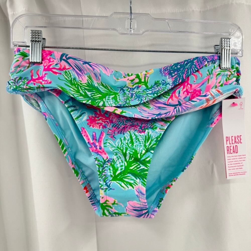 Lilly Pulitzer Lagoon Sarong Hipster Bikini Bottom Cay to My Heart Sz 4